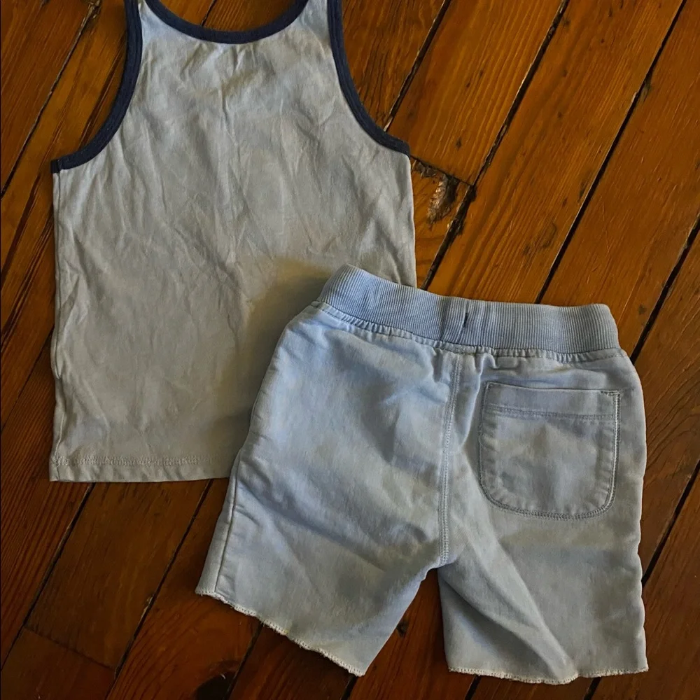 Gap Grey Graphic Tank & Light Jean Shorts Size 3T